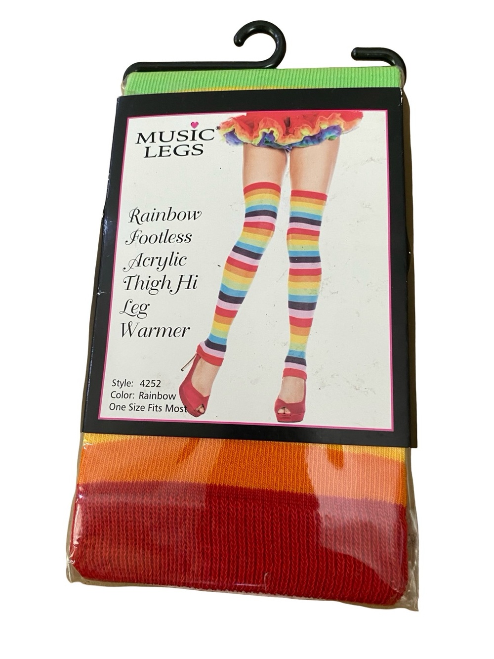 Music Legs Rainbow Footless Acrylic Thigh-High Leg Warmers - Rainbow